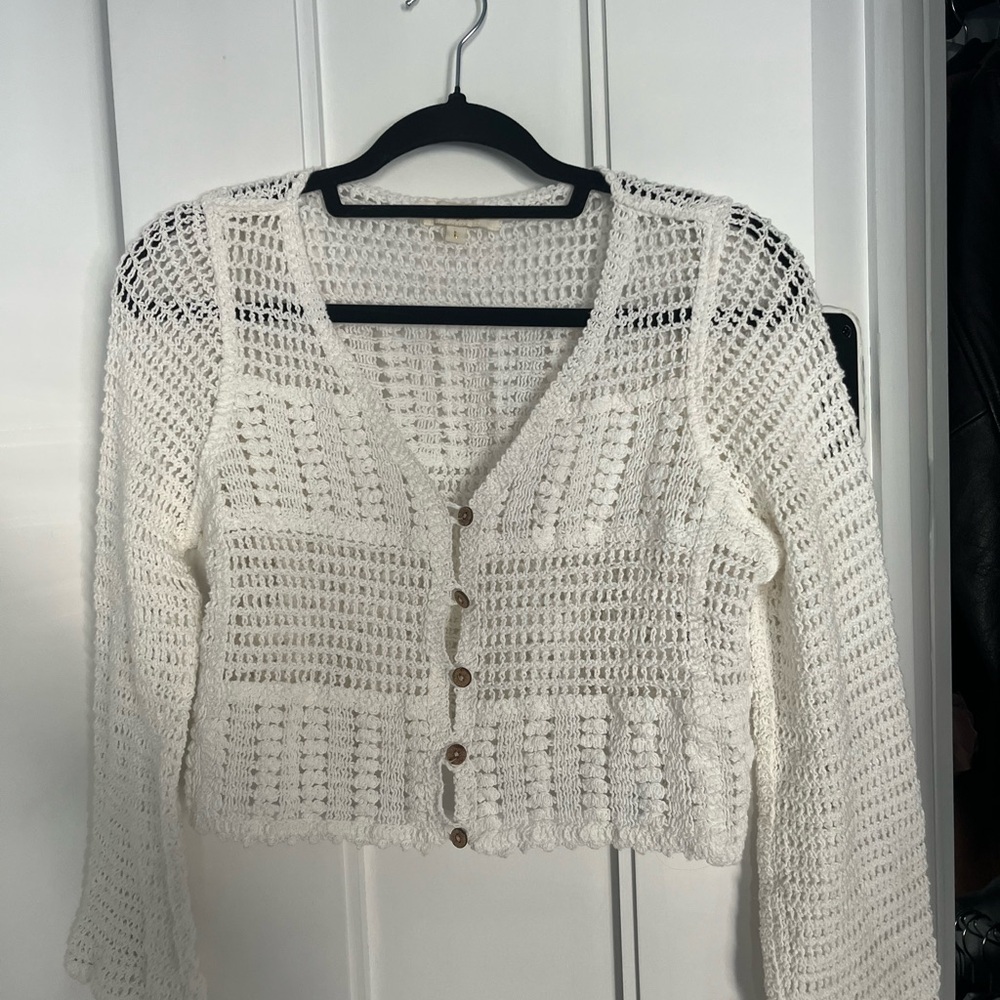 100% Cotton Crochet Cropped Cardigan